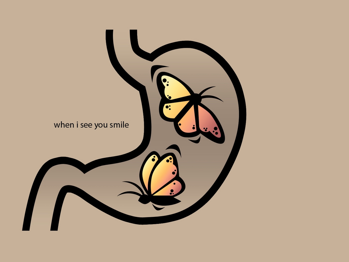 Wallpaper Drawing, Lettering, When I See You Smile, - Butterflies In Stomach Funny - HD Wallpaper 