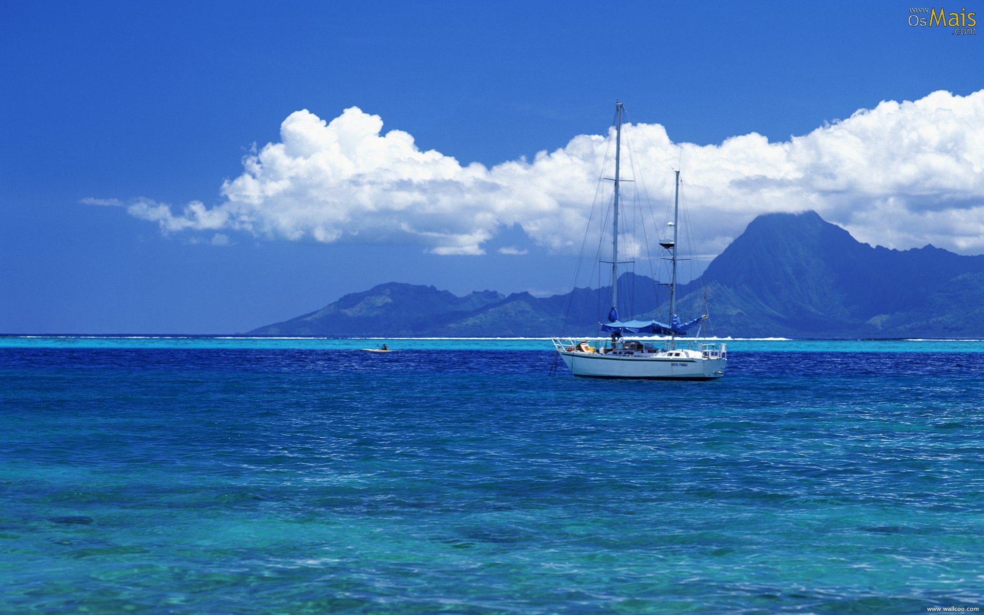 Wallpaper Wallpapers - Boat On Blue Sea - HD Wallpaper 