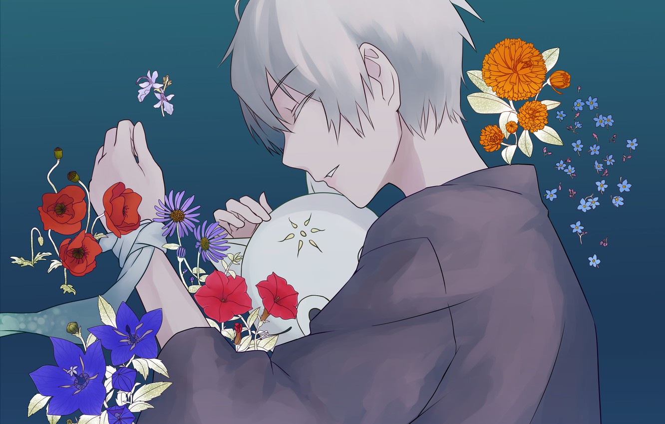 Photo Wallpaper Flowers, Anime, Art, Guy, Hotarubi - Hotarubi No Mori E Guy - HD Wallpaper 