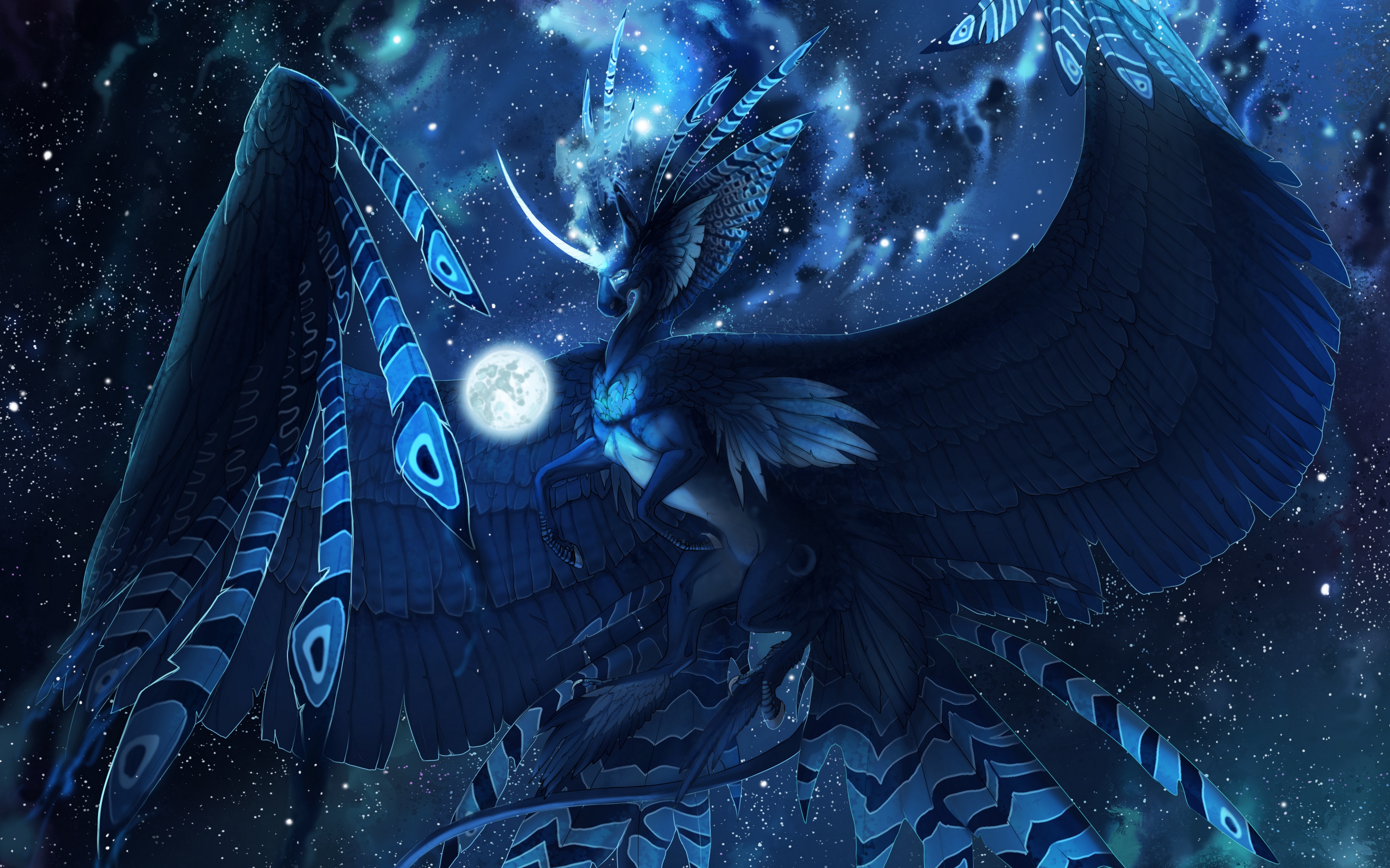 Wallpaper Creature, Mystical, Fantastic, Flight, Blue, - HD Wallpaper 