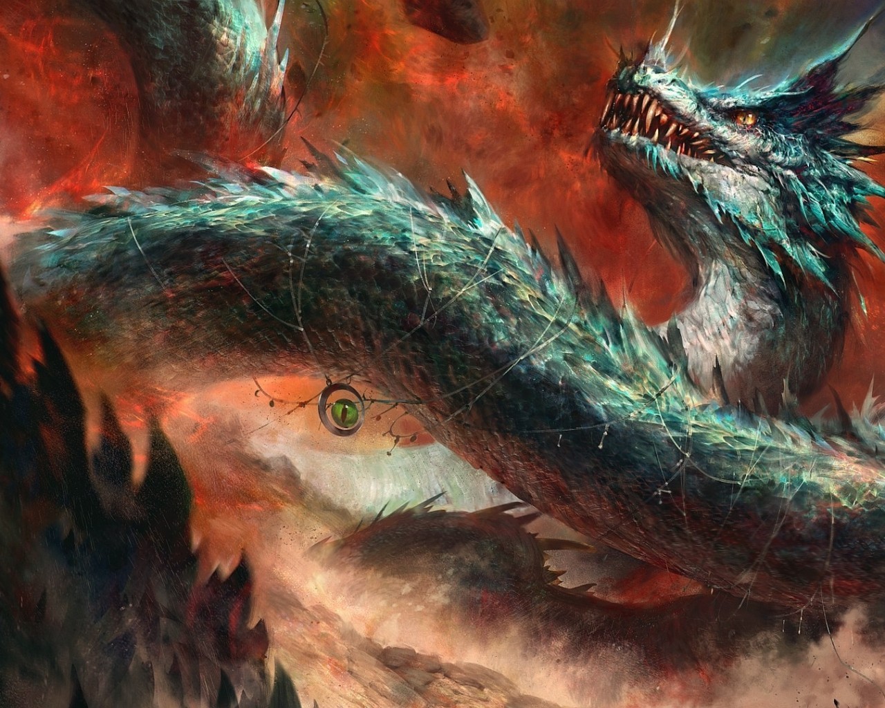 Majestic Dragon, Magical Eye, Chain, Lock Down, Artwork, - Dragon Majestic - HD Wallpaper 