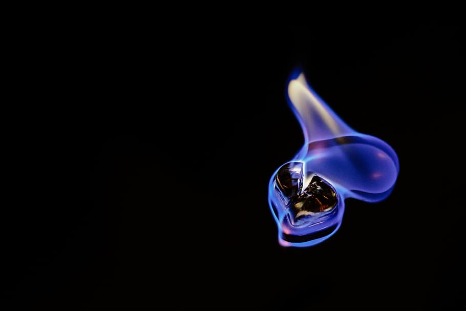Black Substance On Fire, Blue Flame On Brown Stone, - Her Art Broken - HD Wallpaper 