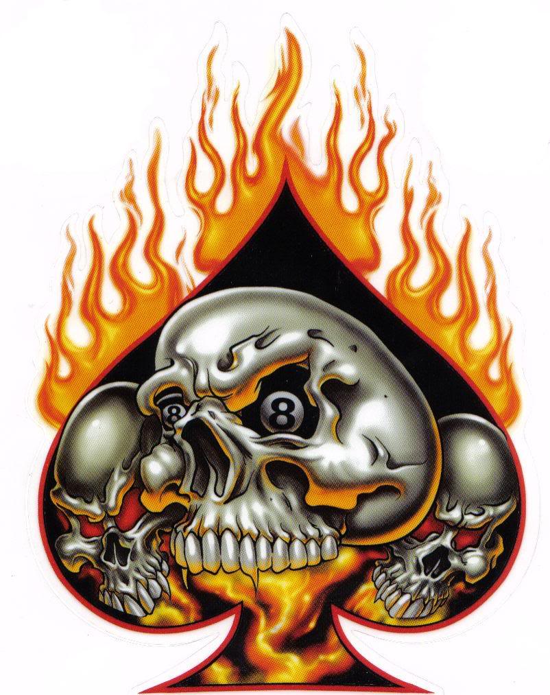 Flaming Skulls Graphics And Comments - Ace Card Tattoo Fire - HD Wallpaper 