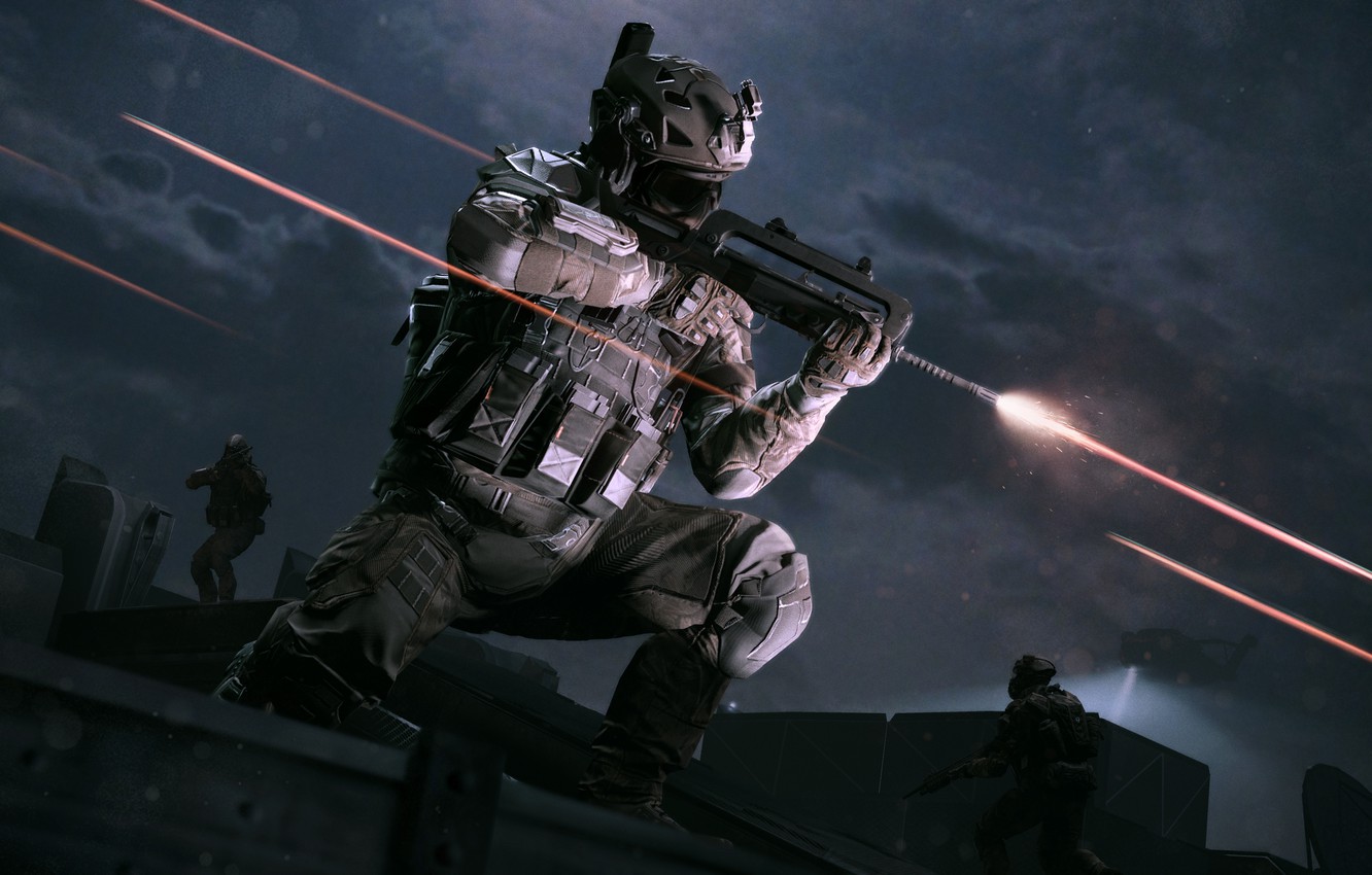 Photo Wallpaper Night, Weapons, People, The Game, Shooting, - Варфейс Фотки На Рабочий Стол - HD Wallpaper 