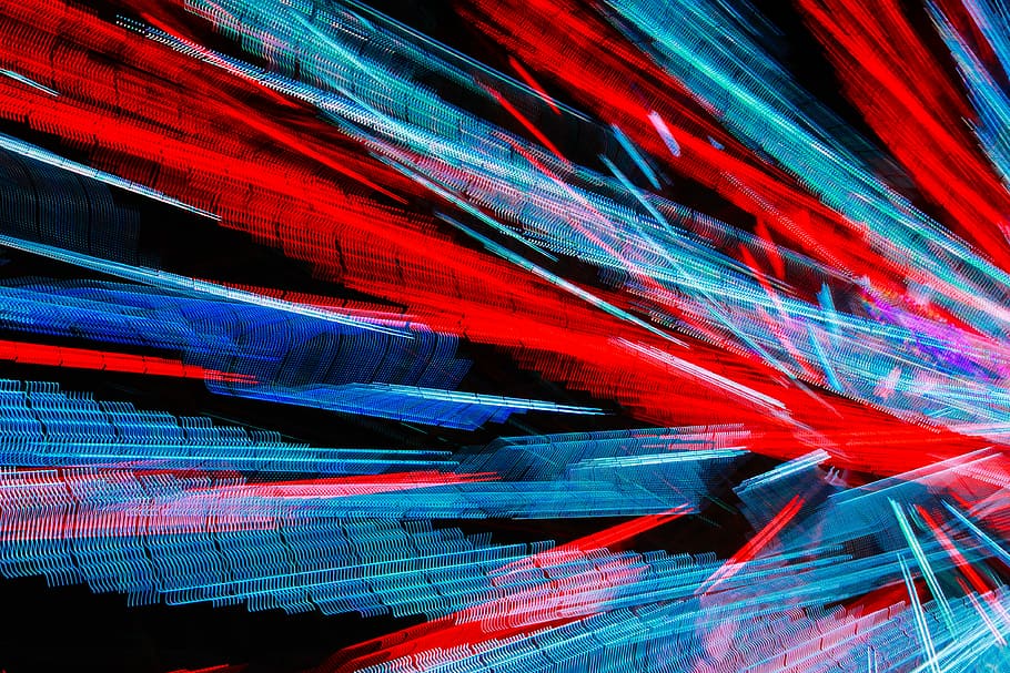 Red And Blue Striped Digital Wallpaper, Lights, Art, - Hd Abstract Wallpapers 4k - HD Wallpaper 