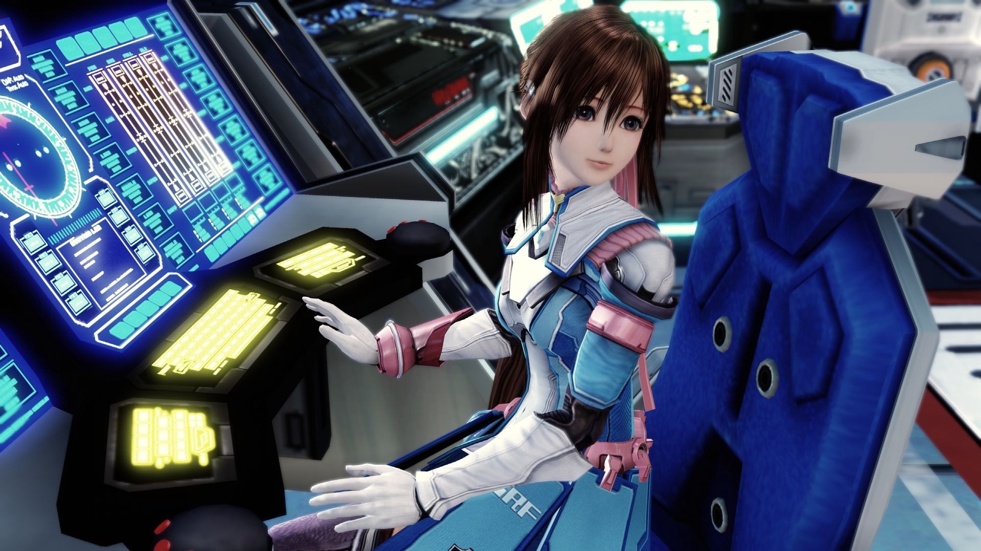 Wallpaper Anime, Girl, Spacecraft, Control, Flight - Space Suit Female Anime - HD Wallpaper 