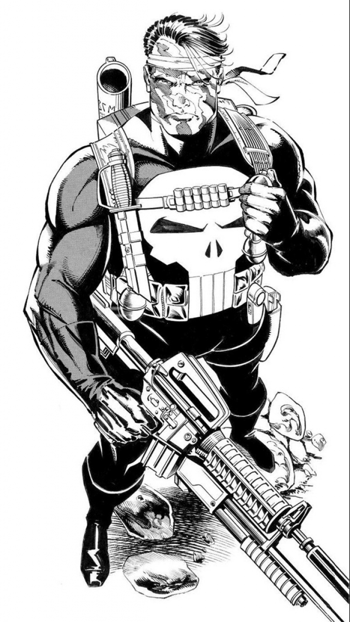 Vintage Punisher On White Background - HD Wallpaper 