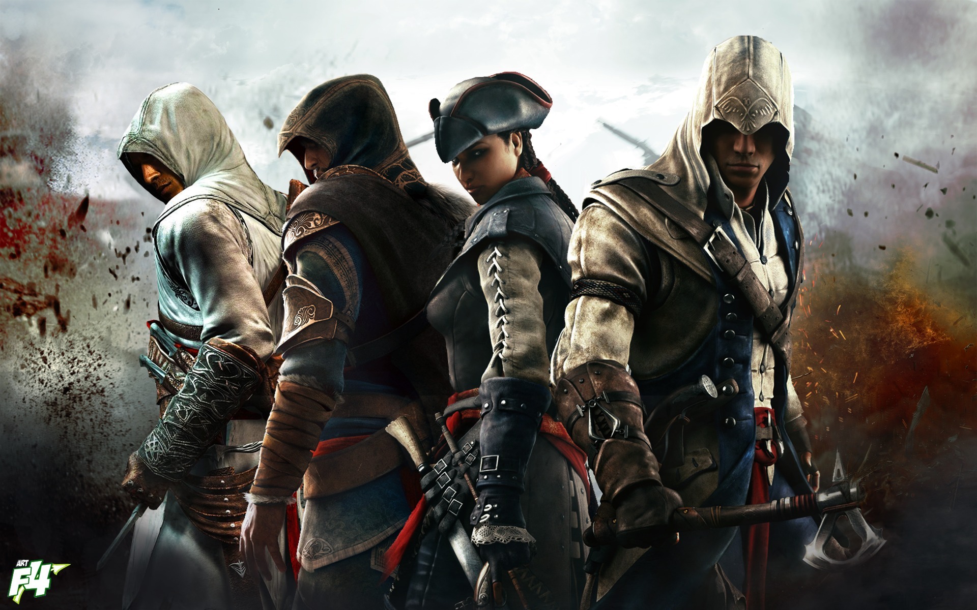 Iii Wallpaper, Altair, Ezio, Connor Widescreen - HD Wallpaper 