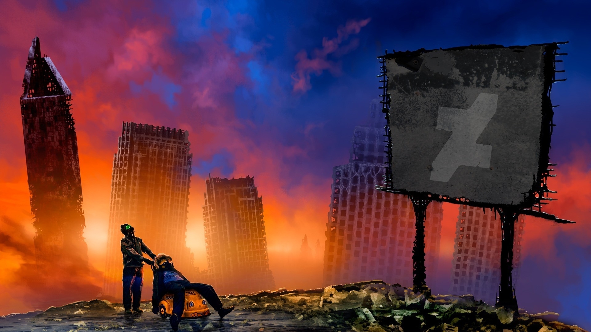 Taking A Walk In The Destroyed City - Fond De Ville Detruit - HD Wallpaper 
