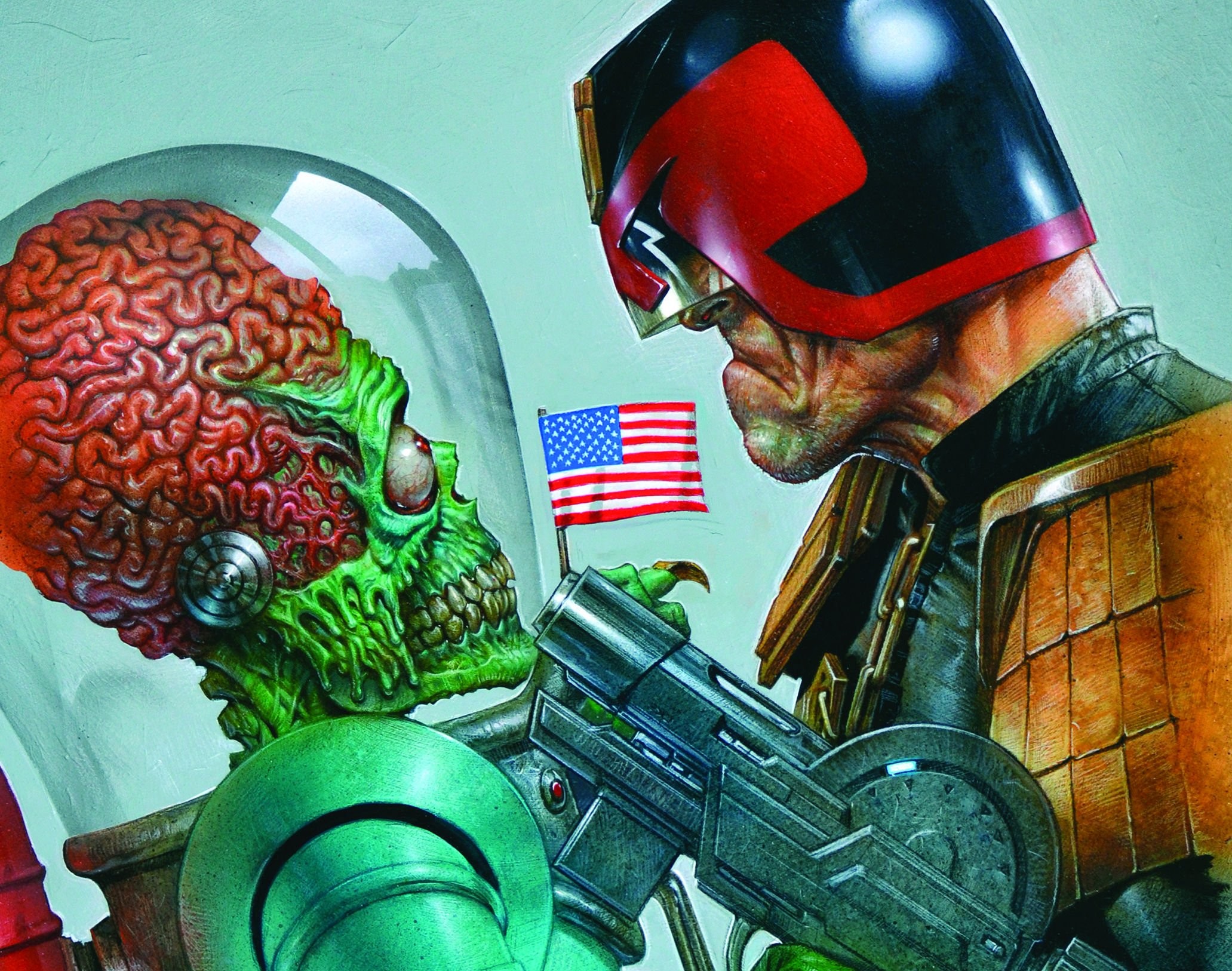Mars Attacks Comedy Sci Fi Martian Alien Aliens Action - Juiz Dredd Vs Alien - HD Wallpaper 