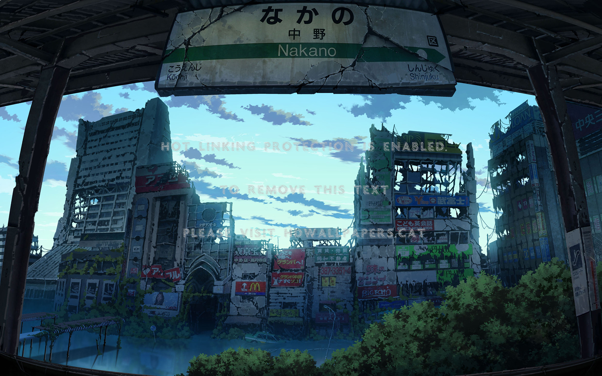 Destroyed Nakano Mc Tree Train Station Sky - Tokyo Anime - HD Wallpaper 
