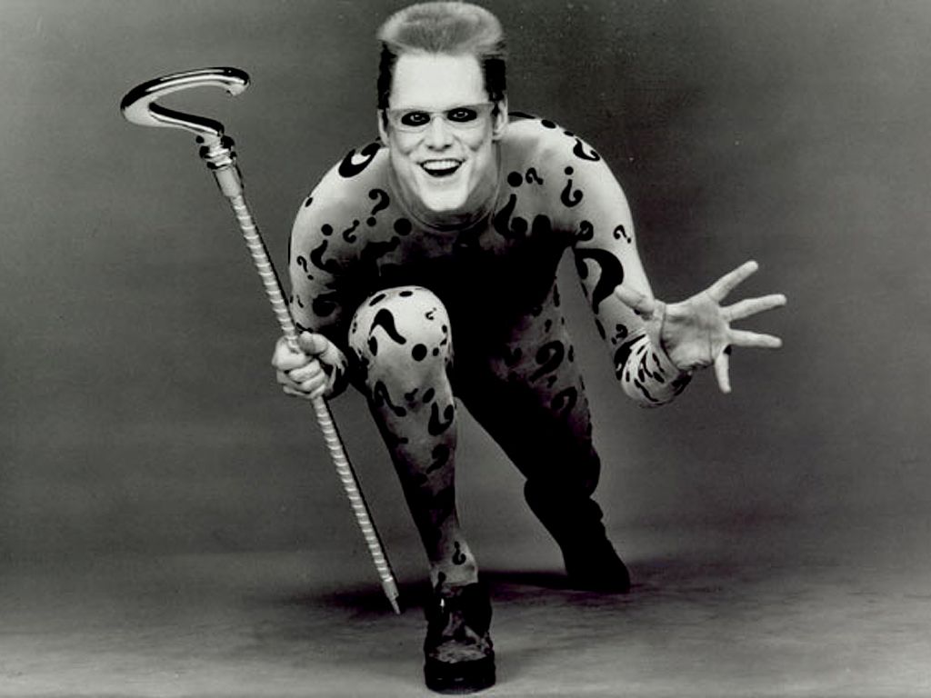 The Riddler Monochrome Portrait Wallpaper - Jim Carrey Batman Forever 1995 - HD Wallpaper 