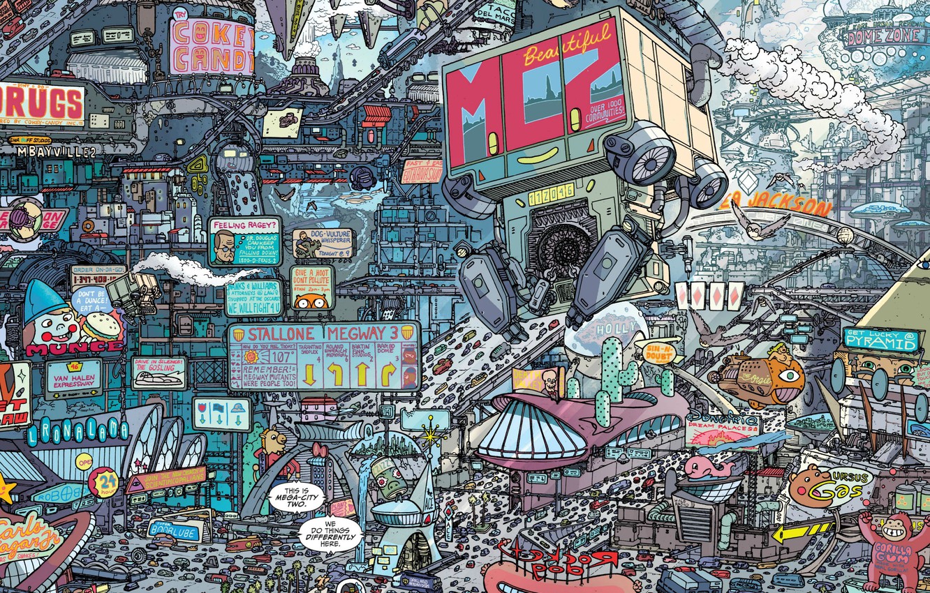 Photo Wallpaper Figure, The City, City, Art, Fiction, - Judge Dredd Mega City - HD Wallpaper 