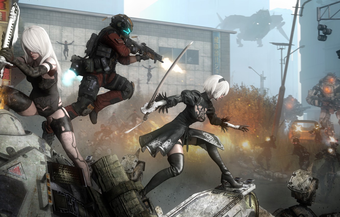 Photo Wallpaper Crossover, Pilot, Titanfall, Yorha - Nier Automata Titanfall - HD Wallpaper 