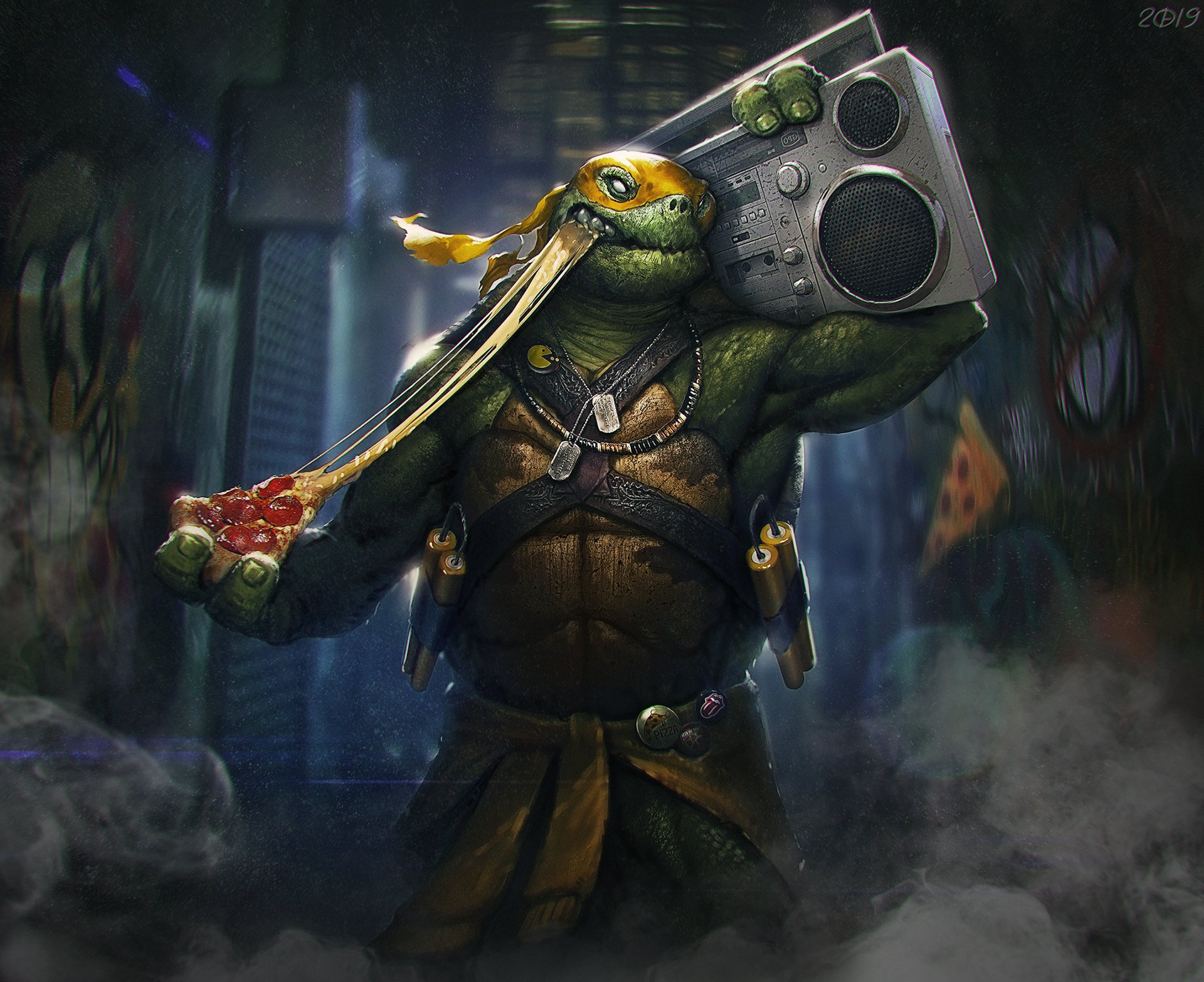 Michelangelo Ninja Turtle Background - HD Wallpaper 