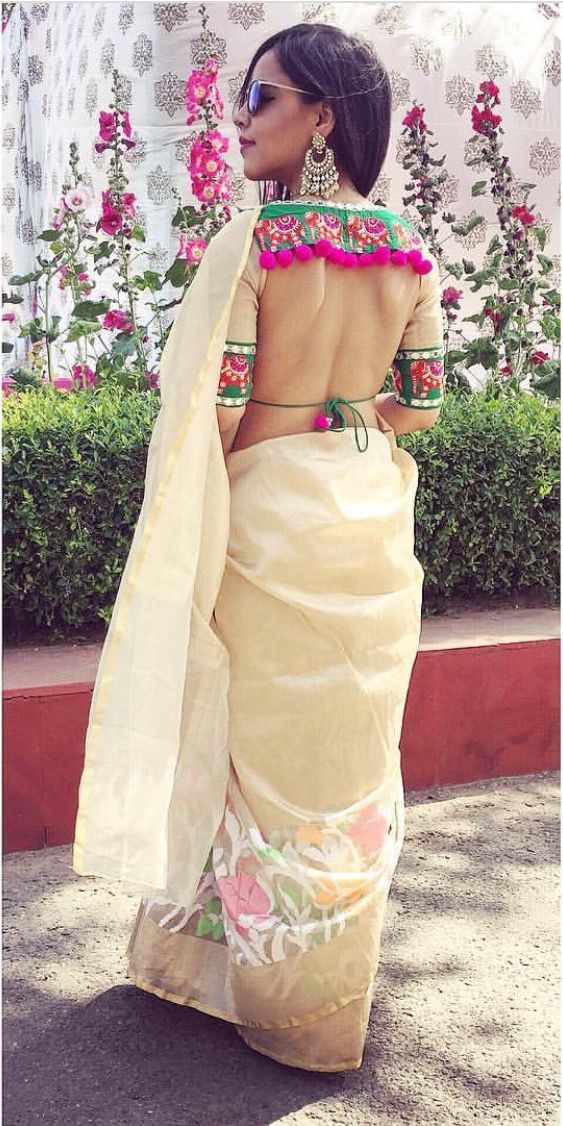 Back Neck Blouse Design For Silk Saree - Deep Back Saree Blouse - HD Wallpaper 