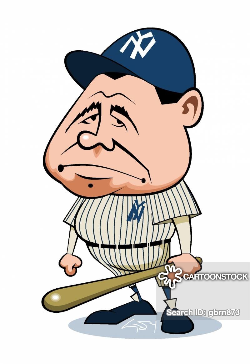 Cartoon Babe Ruth Drawing - HD Wallpaper 