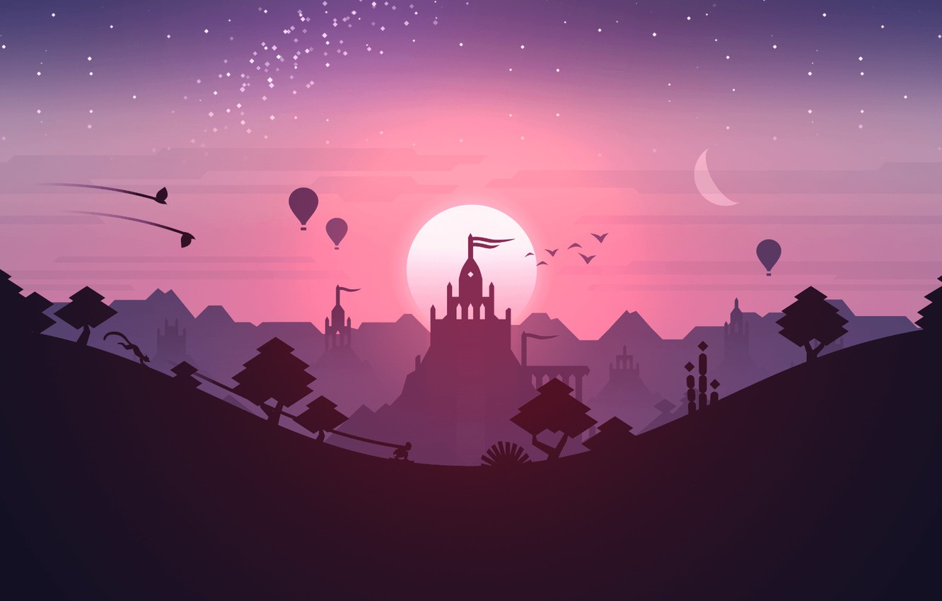 Photo Wallpaper Pink, Android, Purple, Games, Stars, - Alto's Odyssey Wallpaper Hd - HD Wallpaper 