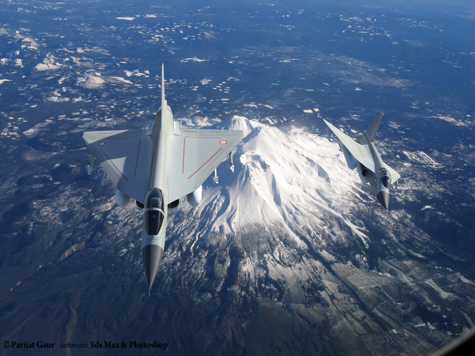 Lca Tejas Rendition - Mt Shasta From Above - HD Wallpaper 