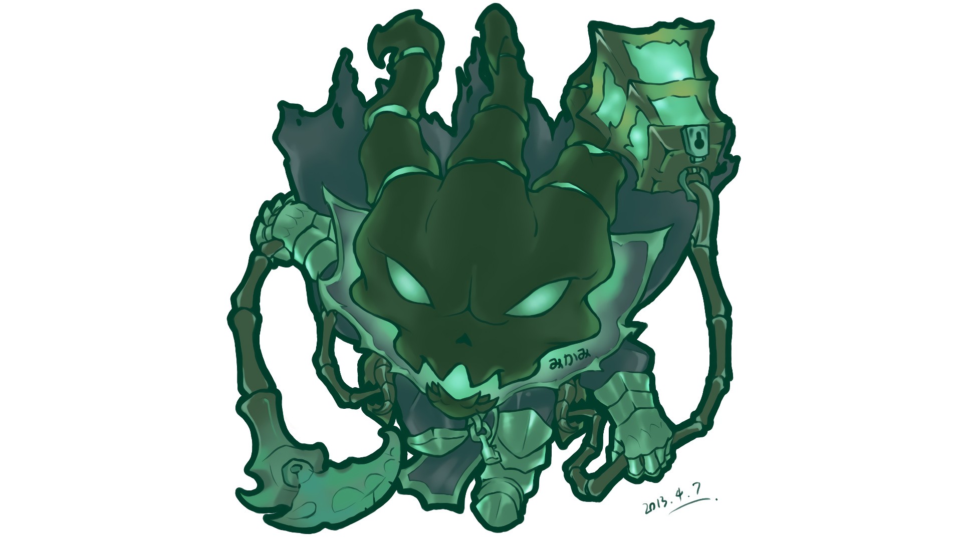 Chibi Thresh By みかみ Hd Wallpaper Fan Art Artwork League - Chibi Thresh - HD Wallpaper 