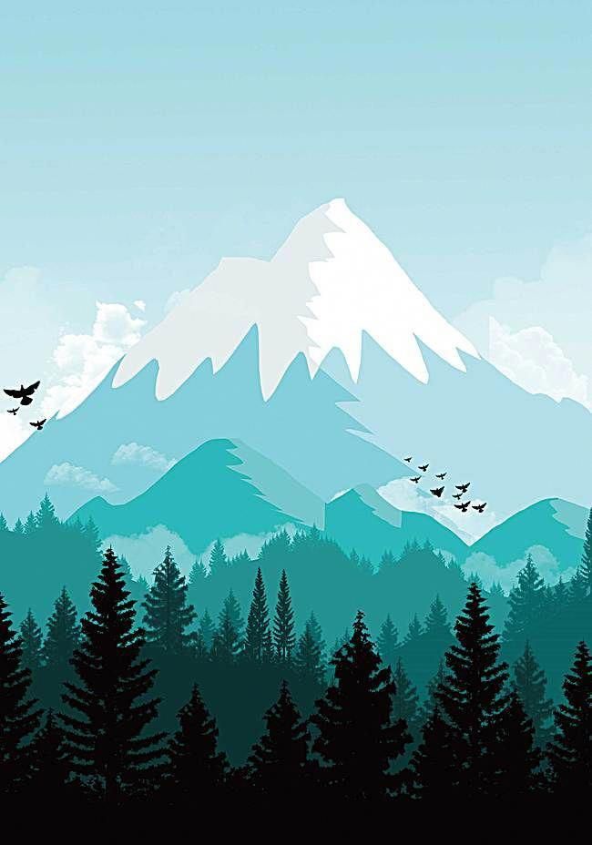 Forest Mountain Snow Background - HD Wallpaper 