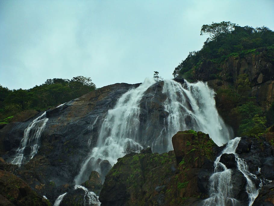 Dudhsagar, Waterfall, Goa, India, Western Ghats, Sahyadri, - Air Terjun Di India - HD Wallpaper 