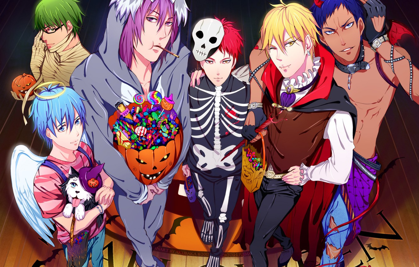 Photo Wallpaper Holiday, Wings, Anime, Art, Candy, - Anime Characters In Halloween Costumes - HD Wallpaper 