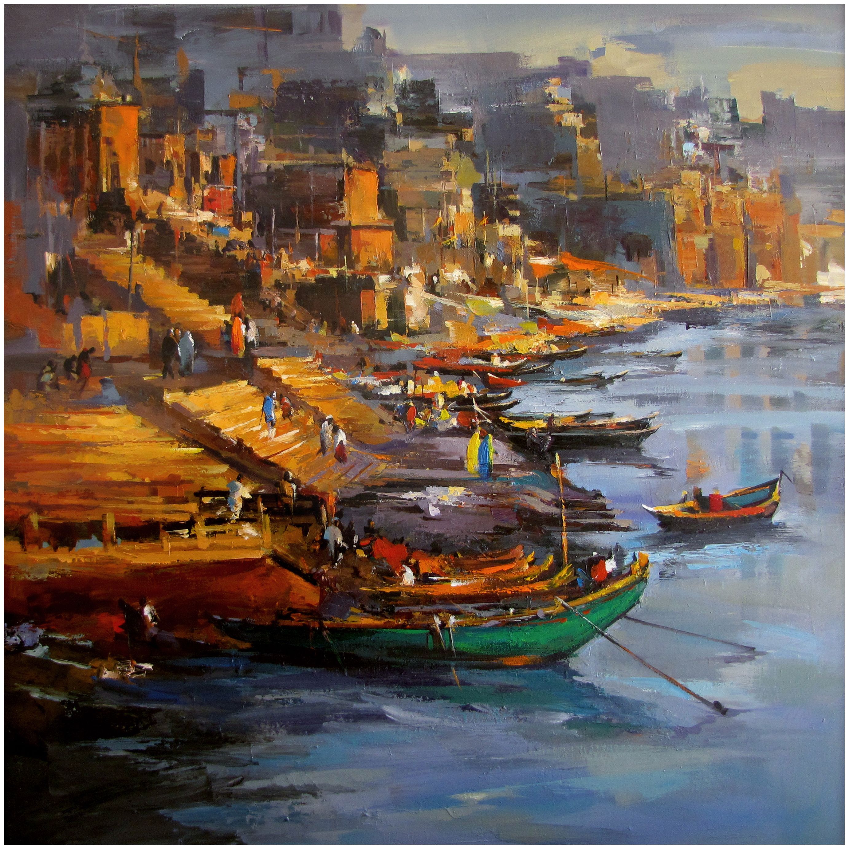 Most Beautiful Banaras Painting - HD Wallpaper 
