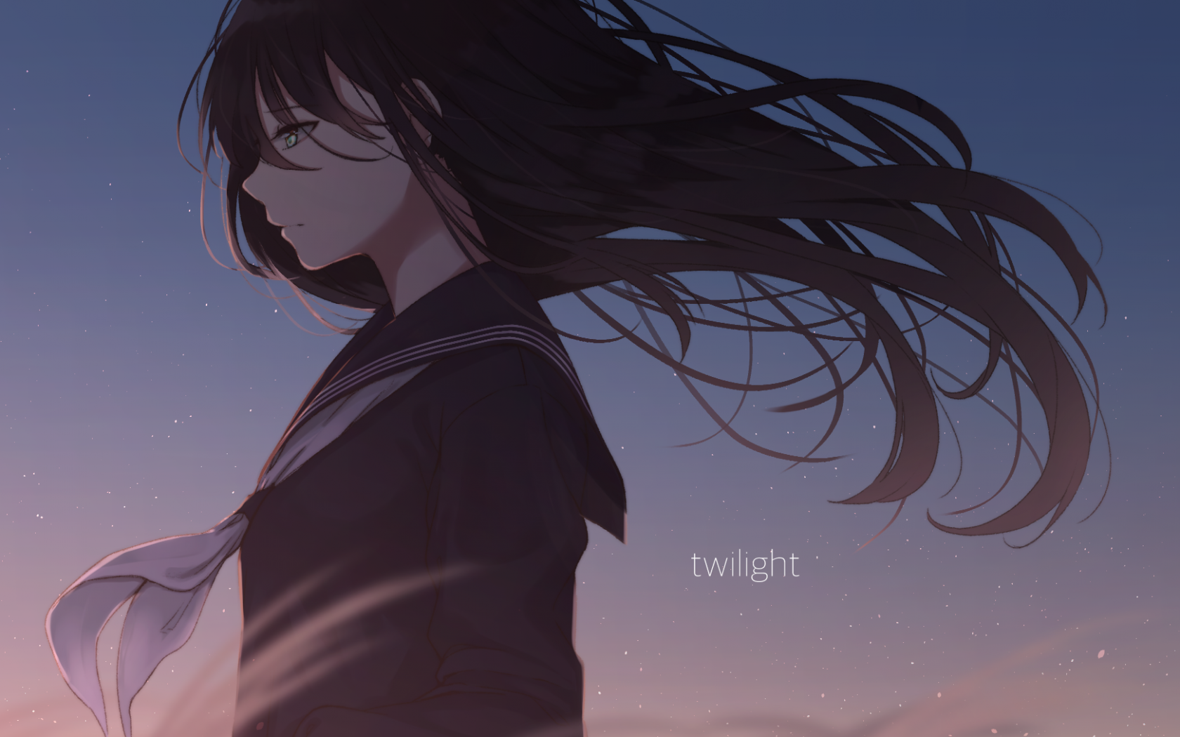 Anime Girl, Sad, School Uniform, Windy, Black Hair, - Dark Sad Anime Girl - HD Wallpaper 