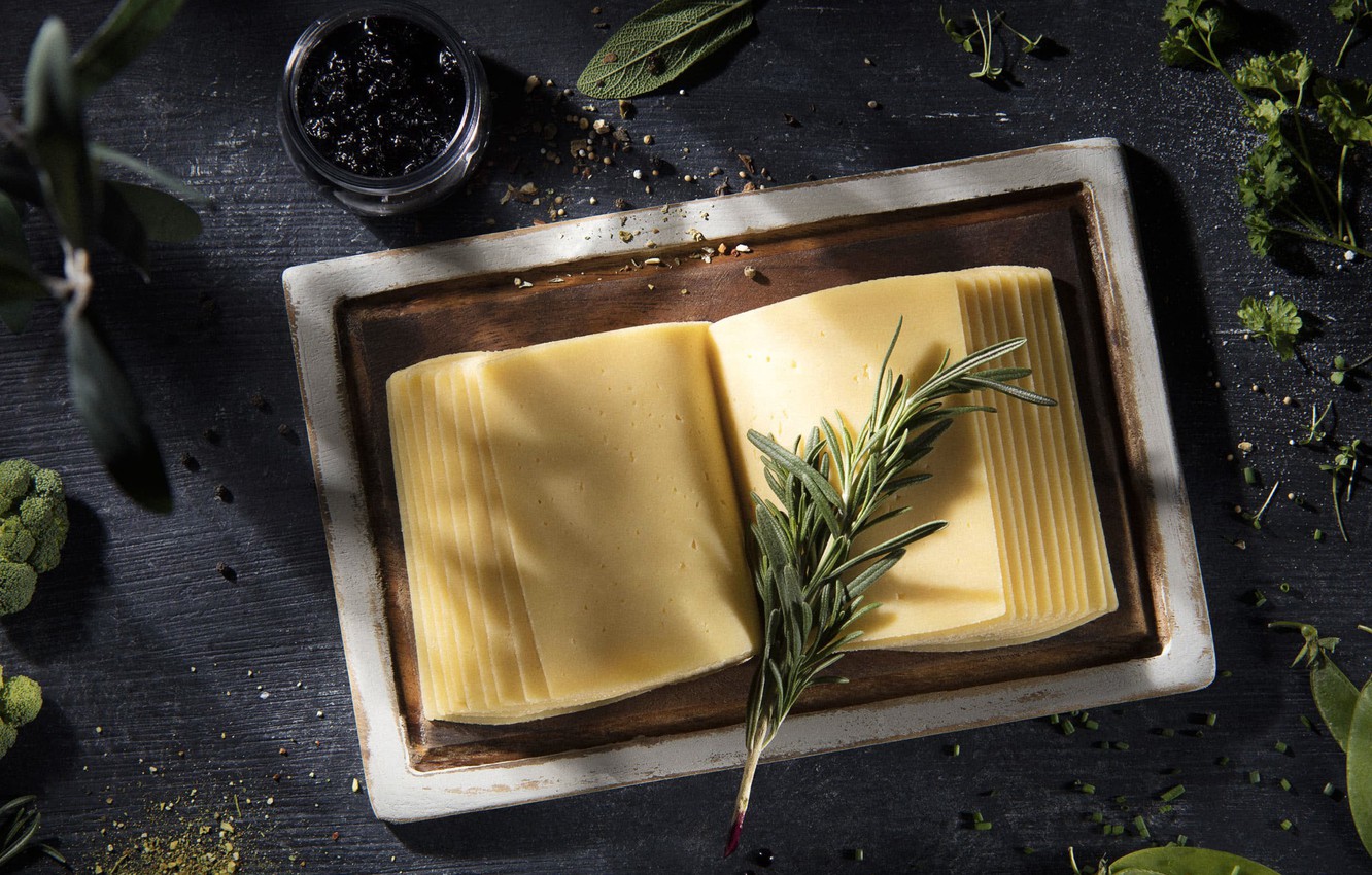 Photo Wallpaper Greens, Cheese, Still Life - Cheese Book Wallpapers 16 9 - HD Wallpaper 