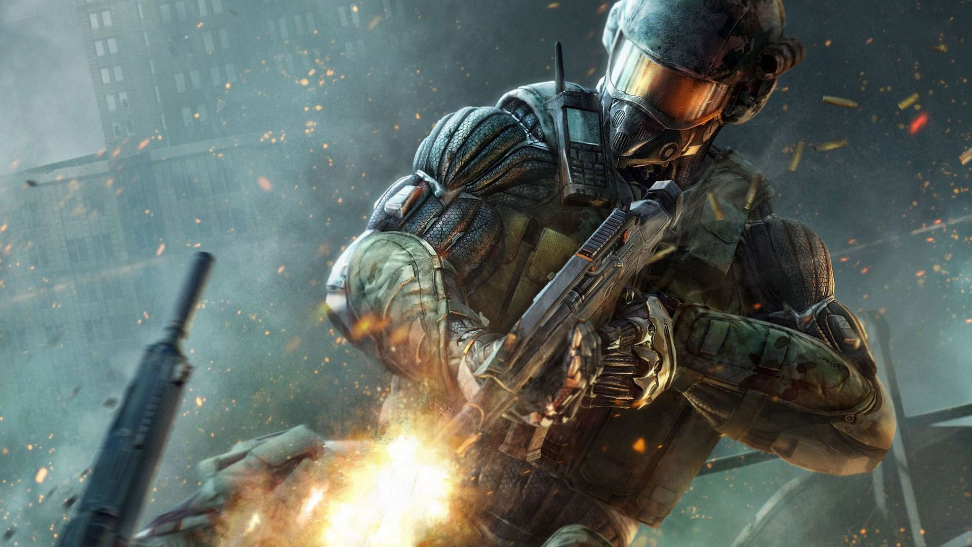 Wallpaper Crysis Korea Soldier Skirmish Armor Ruin - Crysis 2 - HD Wallpaper 