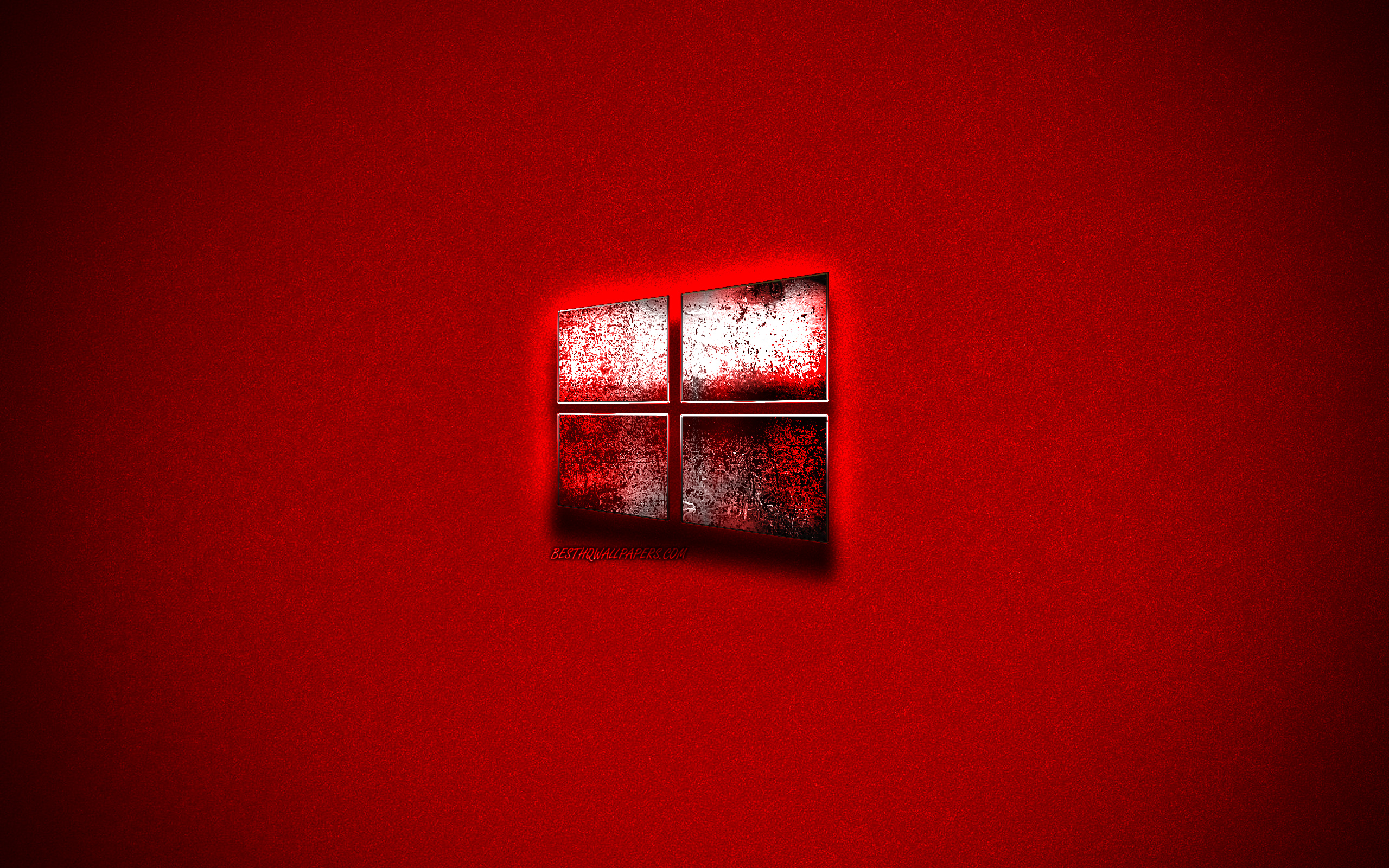 Windows 10, Red Metallic Grunge Logo, Red Background, - Windows 10 Roter Hintergrund - HD Wallpaper 