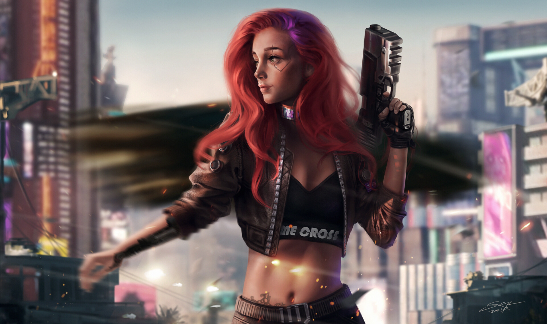 Wallpaper Of Cyberpunk 2077, Futuristic, Girl, Long - Cyberpunk Pink Hair Girl - HD Wallpaper 
