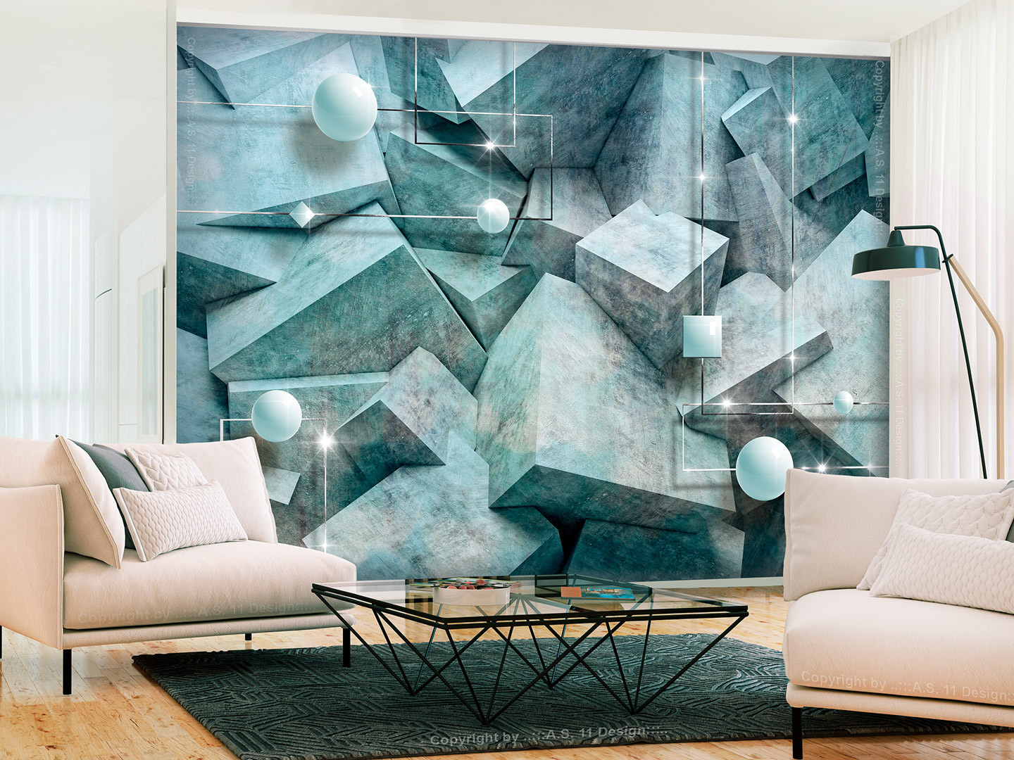 Wall Mural Concrete Cubes - Samolepicí Tapeta Zelená - HD Wallpaper 