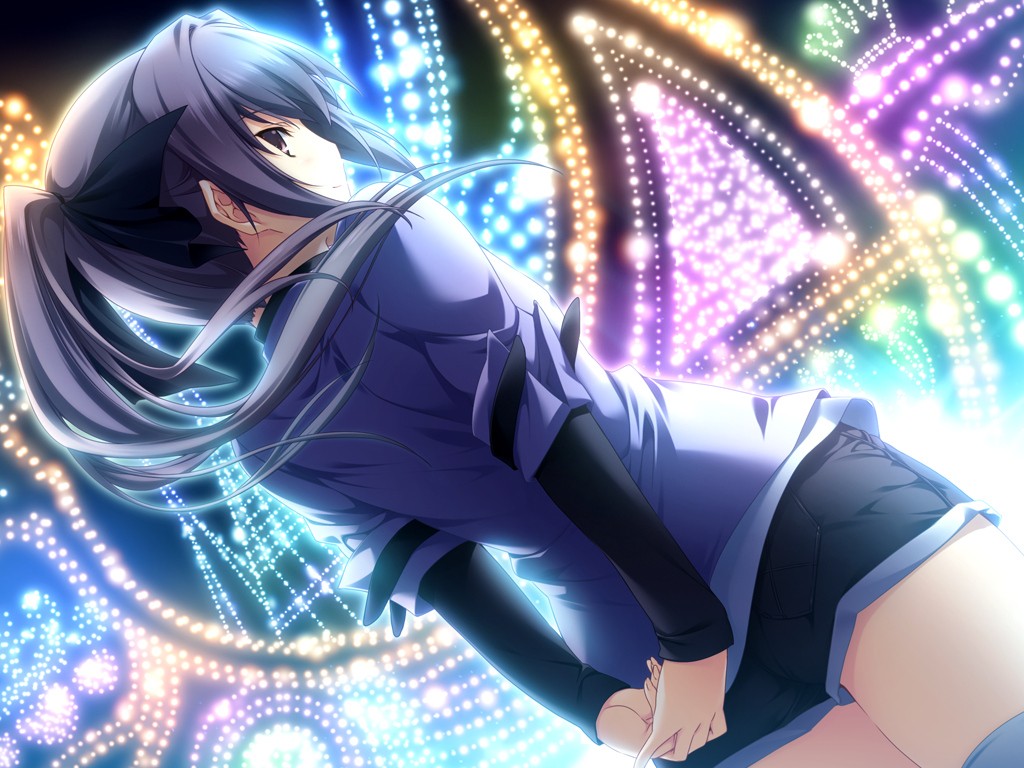 Wallpaper Anime Girl Dark Blue Hair Blue Eyes 1024x768 Wallpaper Teahub Io