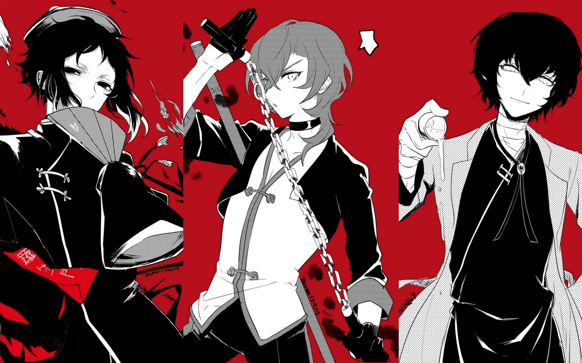 Bungou Stray Dogs, Akiko Yosano, Osamu Dazai, Atsushi - Bungou Stray Dogs Chuuya X Dazai - HD Wallpaper 