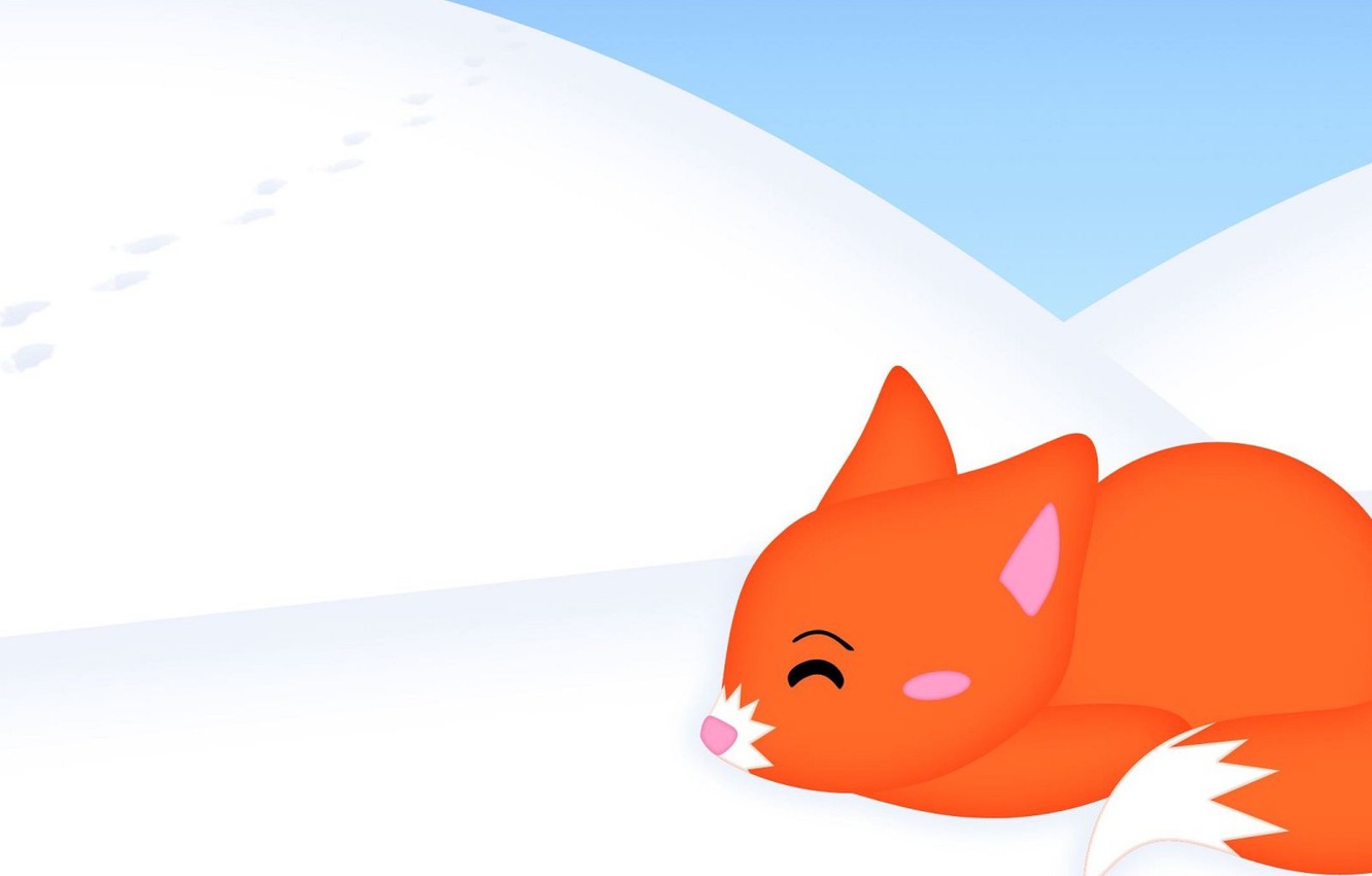 Photo Wallpaper Winter, Snow, Cute, Minimalism, Fox, - Snow Fox - HD Wallpaper 