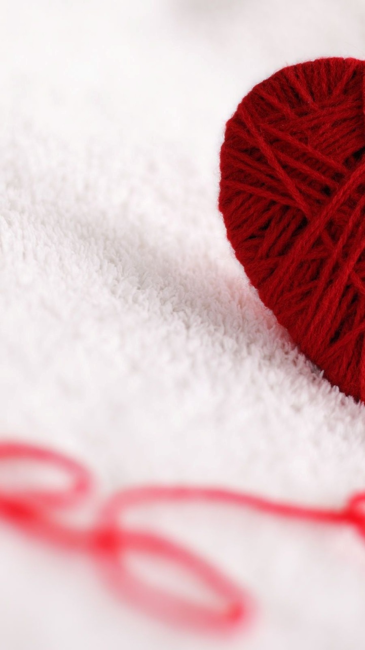 Yarn, Love, Heart, Different, Background, Red, Thread, - Woolen - HD Wallpaper 