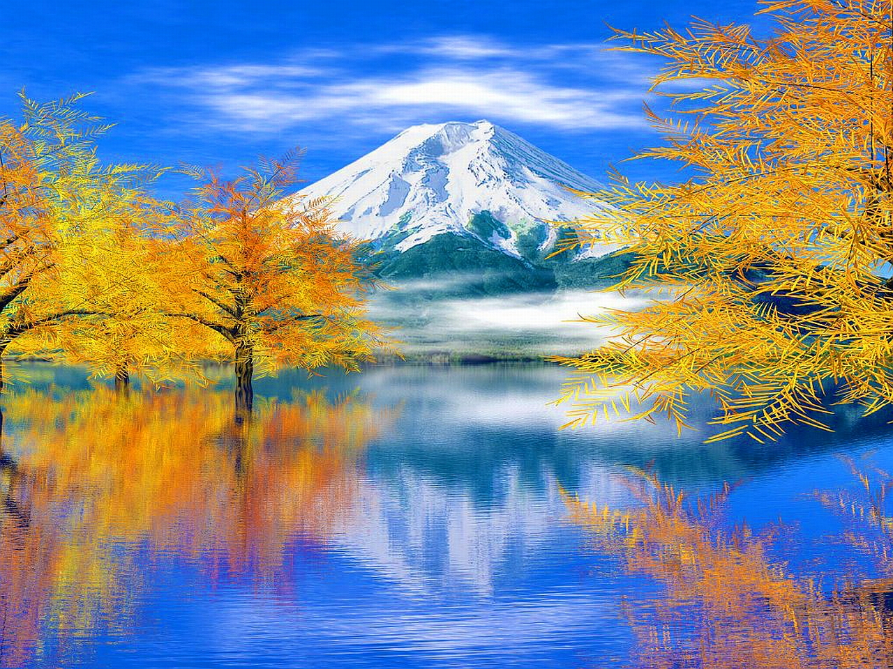 Fuji Fantasy Wallpaper - Easy Vincent Van Gogh Landscapes - HD Wallpaper 