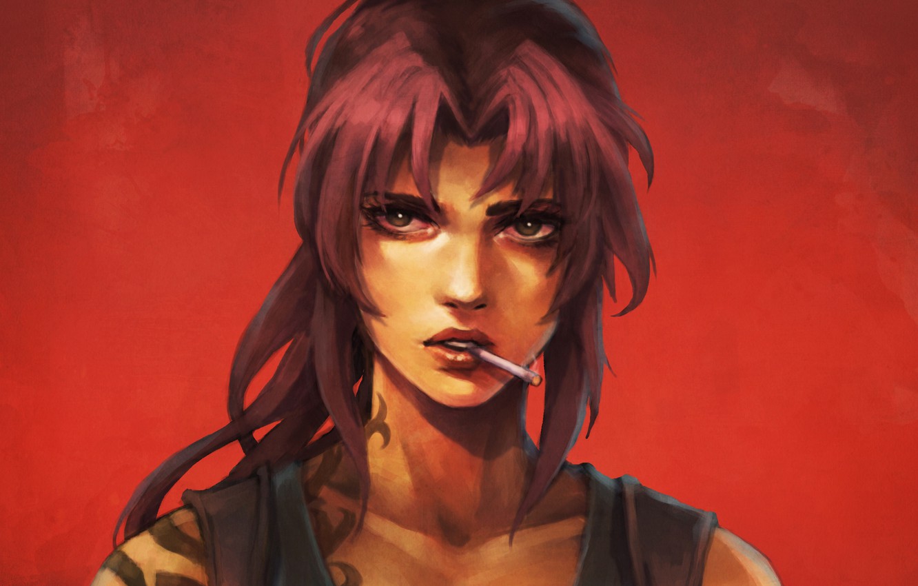 Photo Wallpaper Girl, Tattoo, Art, Revy, Cigarette, - Black Lagoon Revy Art - HD Wallpaper 