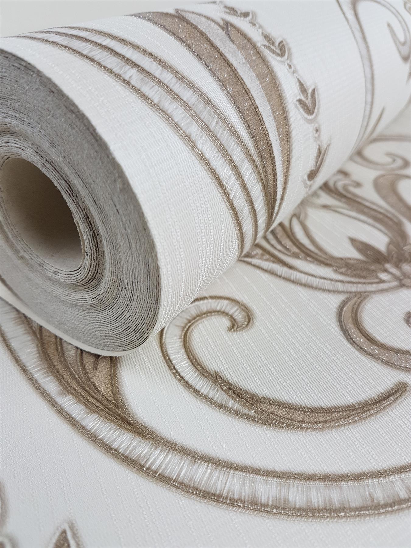Debona Isabella Damask Ivory Gold Silver Wallpaper Thread 1350x1800