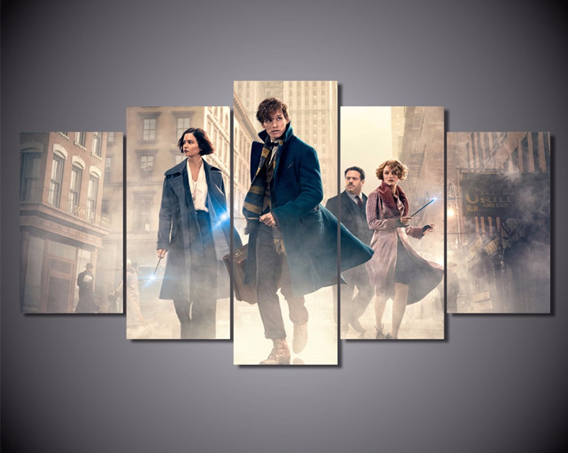 5piece Wall Art Canvas Poster Modular Picture Fantastic - Fantastic Beasts And Where To Find Them - HD Wallpaper 