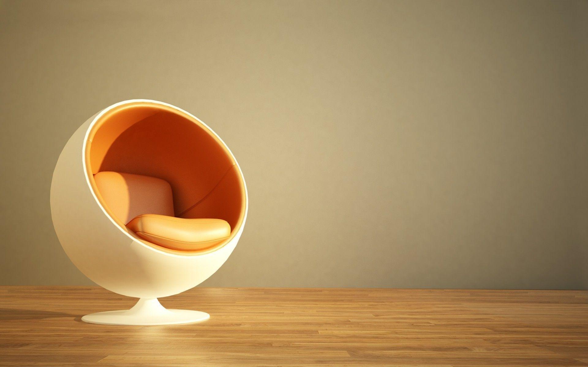 Comfortable White And Orange Chair - Modern Chair Photography - HD Wallpaper 