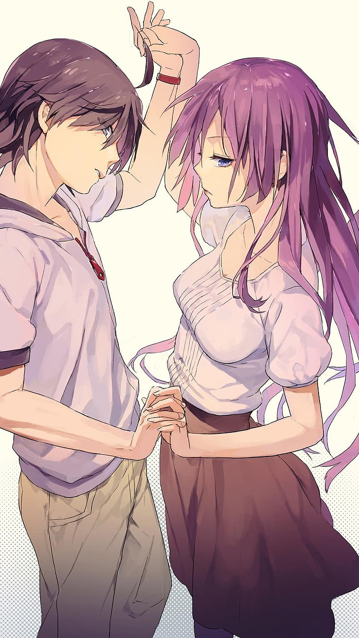 Pink-haired Woman Anime, Monogatari Series, Araragi - HD Wallpaper 