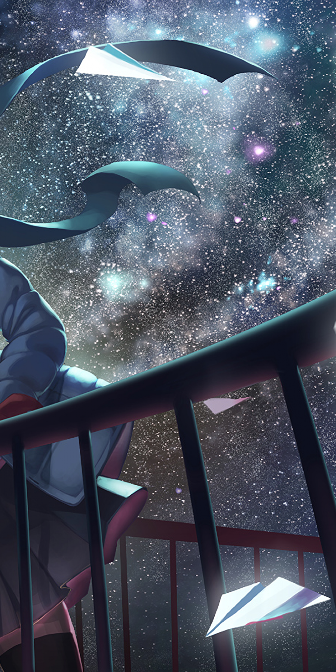 Monogatari, Hitagi Senjougahara, Stars, Night, Paper - HD Wallpaper 