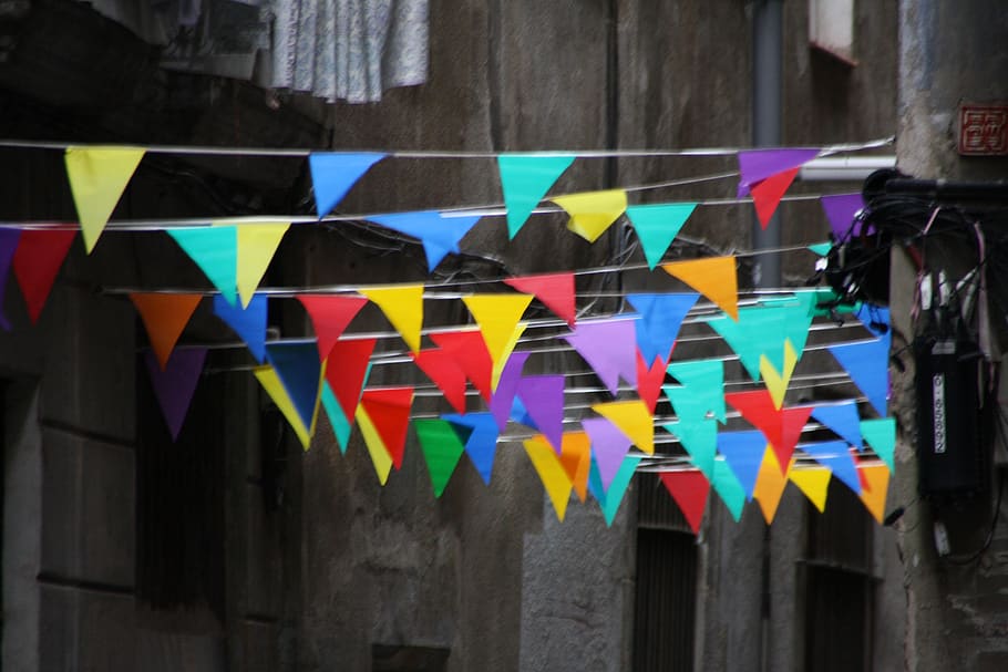 Spain, Barcelona, Colors, Colores, Banderas, Street, - HD Wallpaper 