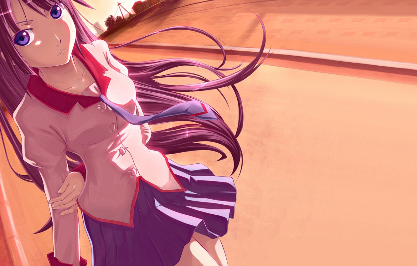 Photo Wallpaper Anime, Bakemonogatari, Senjougahara - Anime - HD Wallpaper 