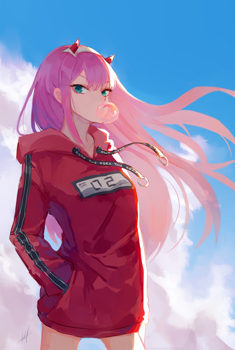 Zero Two In A Hoodie - HD Wallpaper 