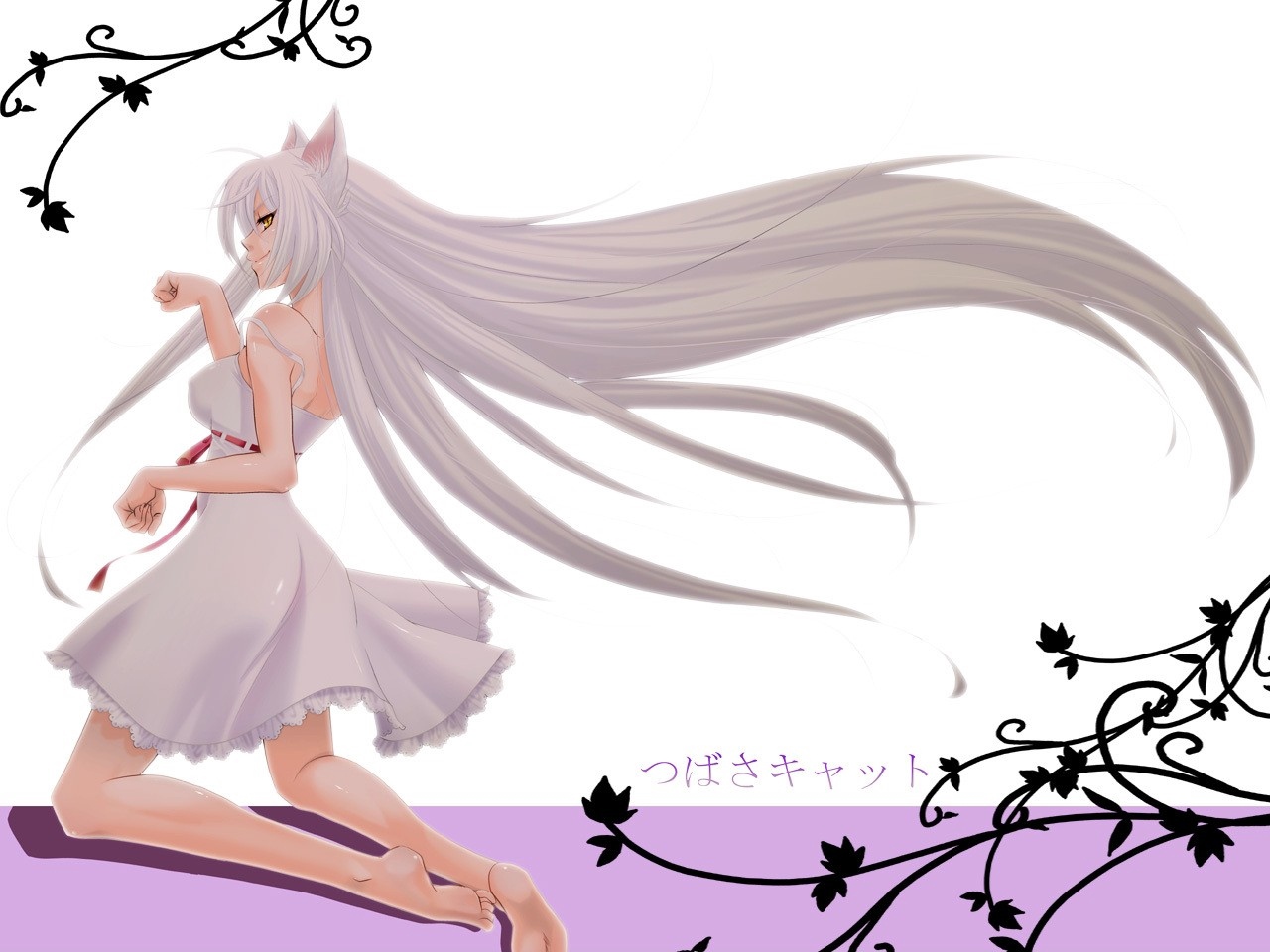 Wallpaper Girl, Hanekawa Tsubasa, Blonde, Cat, Grace, - Hanekawa Tsubasa Kuro - HD Wallpaper 