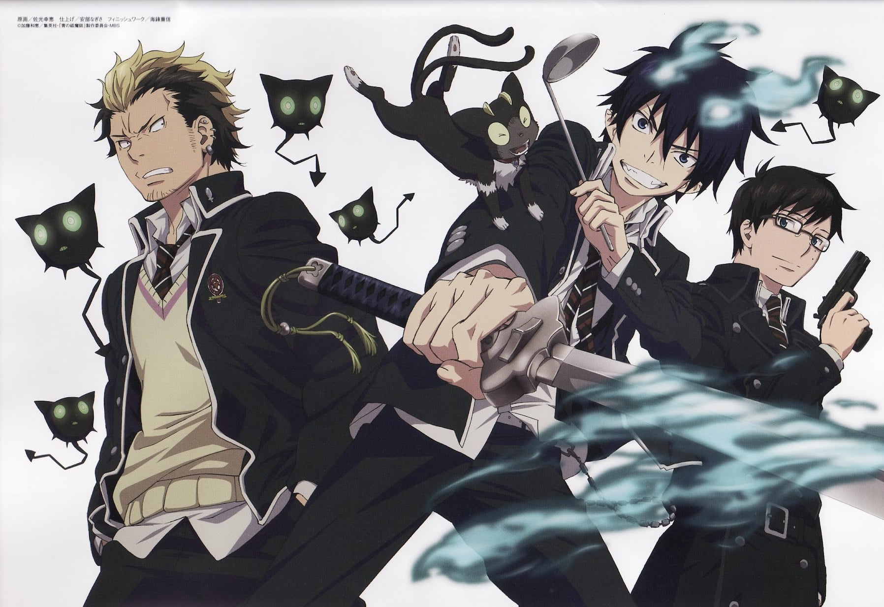 Blue Exorcist Bon And Rin - HD Wallpaper 